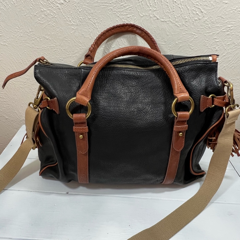 Margot leather black/brown large satchel